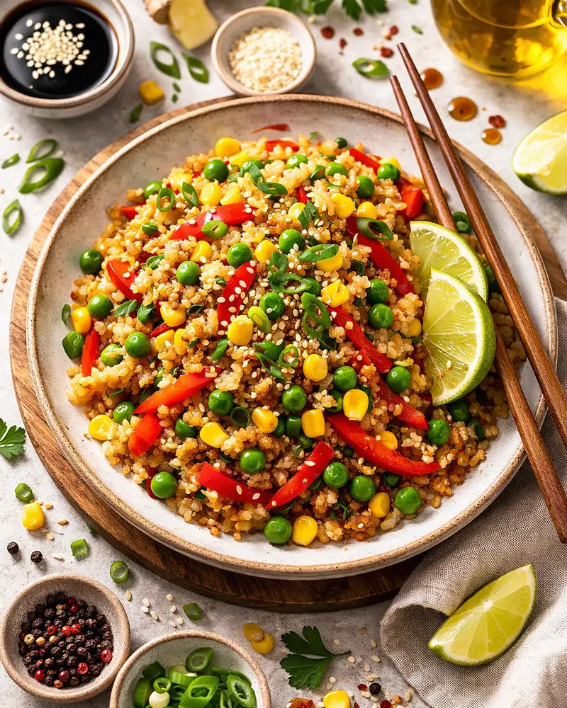 Stir Cauliflower Rice Plated